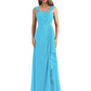 Square Neck Mother of the Bride Dress Floor-Length Chiffon Gown with Ruched Bodice