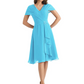 Mother of the Bride Dress Knee-Length V-Neck Chiffon Gown with Ruched Bodice