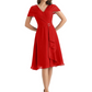 Mother of the Bride Dress Knee-Length V-Neck Chiffon Gown with Ruched Bodice