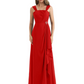 Square Neck Mother of the Bride Dress Floor-Length Chiffon Gown with Ruched Bodice