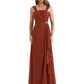 Square Neck Mother of the Bride Dress Floor-Length Chiffon Gown with Ruched Bodice