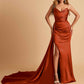 Rust Mismatched Sexy Silky Satin Mermaid Long Bridesmaid Dresses Online