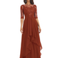 Elegant Lace A-line Chiffon Half Sleeves Mother of the Brides Dresses Floor Length