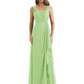 Square Neck Mother of the Bride Dress Floor-Length Chiffon Gown with Ruched Bodice