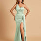 Sage Mismatched Sexy Silky Satin Mermaid Long Bridesmaid Dresses Online