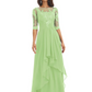 Elegant Lace A-line Chiffon Half Sleeves Mother of the Brides Dresses Floor Length
