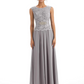 Mother of the Bride Dress Floor-Length Chiffon Gown with Embroidered Lace Bodice