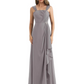 Square Neck Mother of the Bride Dress Floor-Length Chiffon Gown with Ruched Bodice