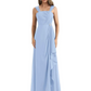 Square Neck Mother of the Bride Dress Floor-Length Chiffon Gown with Ruched Bodice