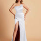 Elegant Silky Satin Mermaid One Shoulder With Pleats Long Bridesmaid Dresses