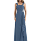 Square Neck Mother of the Bride Dress Floor-Length Chiffon Gown with Ruched Bodice