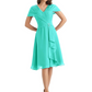 Mother of the Bride Dress Knee-Length V-Neck Chiffon Gown with Ruched Bodice