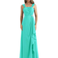 Square Neck Mother of the Bride Dress Floor-Length Chiffon Gown with Ruched Bodice