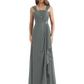 Square Neck Mother of the Bride Dress Floor-Length Chiffon Gown with Ruched Bodice