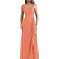Square Neck Mother of the Bride Dress Floor-Length Chiffon Gown with Ruched Bodice