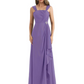 Square Neck Mother of the Bride Dress Floor-Length Chiffon Gown with Ruched Bodice