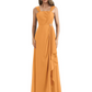 Square Neck Mother of the Bride Dress Floor-Length Chiffon Gown with Ruched Bodice