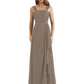 Square Neck Mother of the Bride Dress Floor-Length Chiffon Gown with Ruched Bodice