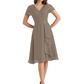 Mother of the Bride Dress Knee-Length V-Neck Chiffon Gown with Ruched Bodice
