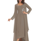 Elegant Asymmetric Neck Long A-Line Chiffon Mother of the Brides Dresses Mom Outfit