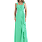 Square Neck Mother of the Bride Dress Floor-Length Chiffon Gown with Ruched Bodice