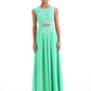 Mother of the Bride Dress Floor-Length Chiffon Gown with Embroidered Lace Bodice