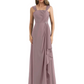 Square Neck Mother of the Bride Dress Floor-Length Chiffon Gown with Ruched Bodice