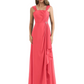 Square Neck Mother of the Bride Dress Floor-Length Chiffon Gown with Ruched Bodice