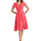 Mother of the Bride Dress Knee-Length V-Neck Chiffon Gown with Ruched Bodice
