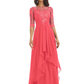 Elegant Lace A-line Chiffon Half Sleeves Mother of the Brides Dresses Floor Length
