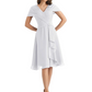 Mother of the Bride Dress Knee-Length V-Neck Chiffon Gown with Ruched Bodice