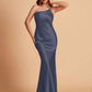 Sexy Silky Satin Sheath One Shoulder Comfy Long Bridesmaid Dresses
