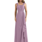 Square Neck Mother of the Bride Dress Floor-Length Chiffon Gown with Ruched Bodice