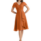 Mother of the Bride Dress Knee-Length V-Neck Chiffon Gown with Ruched Bodice