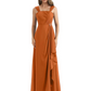 Square Neck Mother of the Bride Dress Floor-Length Chiffon Gown with Ruched Bodice