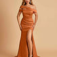Burnt Orange Mismatched Unique Silky Satin Floor Length Bridesmaid Dresses Online