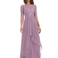 Elegant Lace A-line Chiffon Half Sleeves Mother of the Brides Dresses Floor Length
