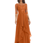 Elegant Lace A-line Chiffon Half Sleeves Mother of the Brides Dresses Floor Length