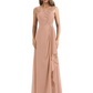 Square Neck Mother of the Bride Dress Floor-Length Chiffon Gown with Ruched Bodice