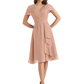 Mother of the Bride Dress Knee-Length V-Neck Chiffon Gown with Ruched Bodice