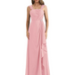 Square Neck Mother of the Bride Dress Floor-Length Chiffon Gown with Ruched Bodice
