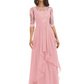 Elegant Lace A-line Chiffon Half Sleeves Mother of the Brides Dresses Floor Length