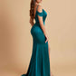 Sexy Soft Satin Mermaid Off Shoulder Side Slit Floor-Length Mermaid Bridesmaid Dresses