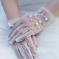 Elegant Pearl Simple Short Bridal Gloves, VM05