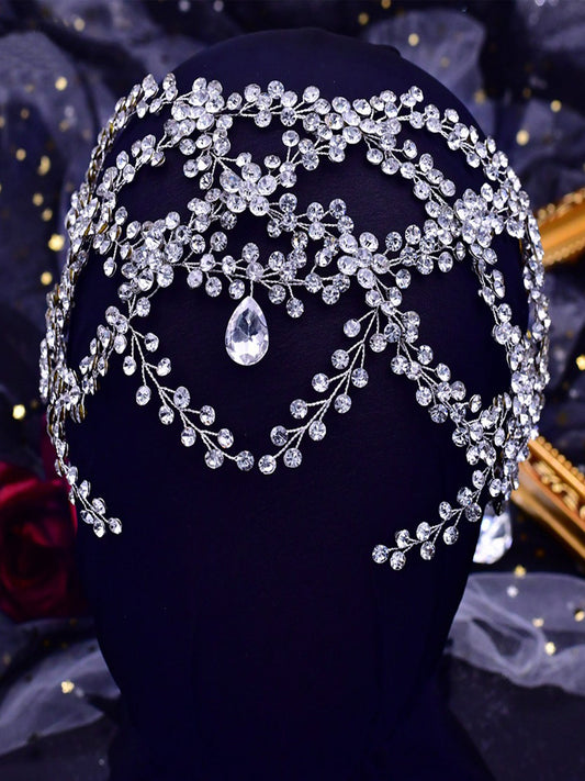 Sparkly Luxury Rhinestone Cross Headwear with Forehead Hair Accessories for Women