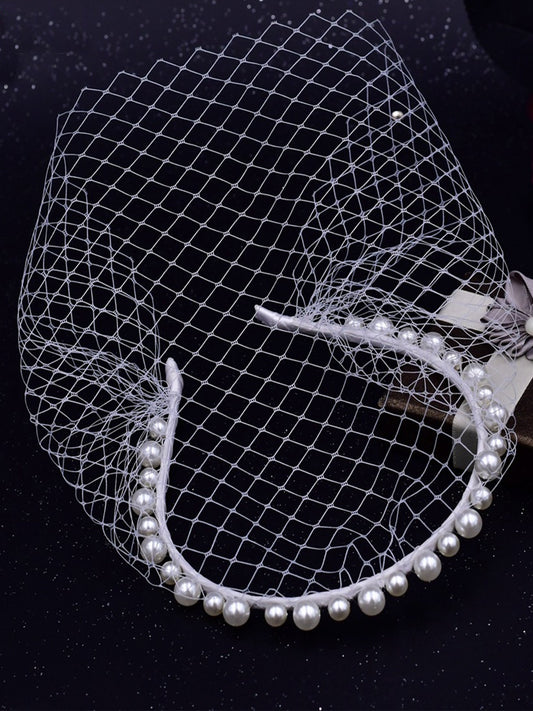 Elegant Simple Pearl Hair Band Bridal Veil, VA11