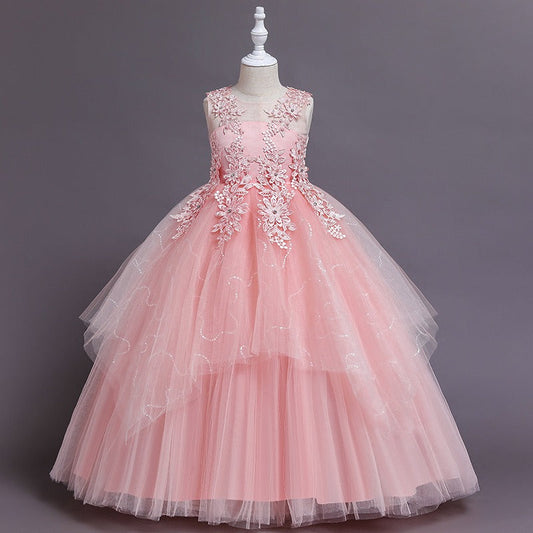 Flower Girls Satin Tulle Princess Pageant Dress for Wedding Kids Tutu Dress