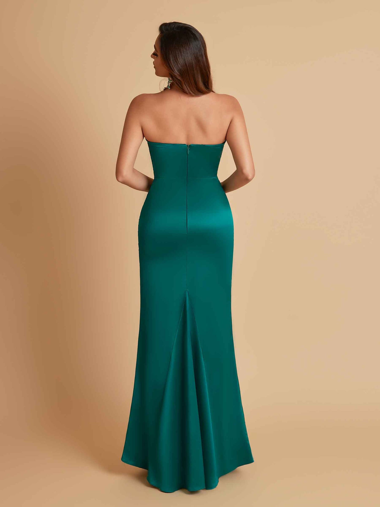 Sexy Soft Satin Mermaid Strapless Floor-Length Mermaid Bridesmaid Dresses