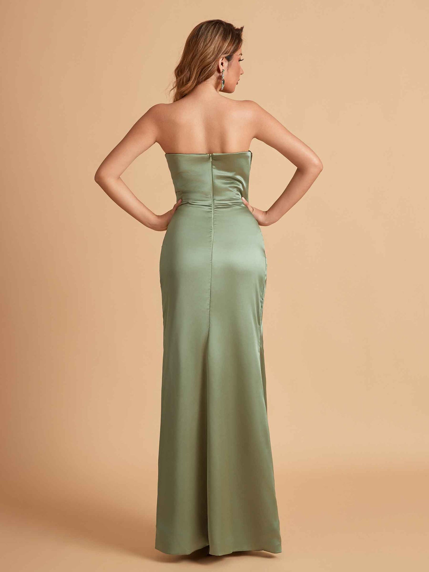 Sexy Sweetheart Silky Satin Mermaid With Appliques Elegant Long Bridesmaid Dresses