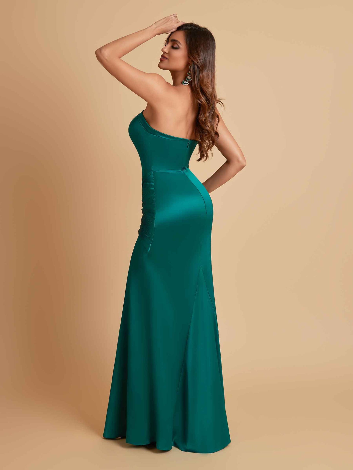 Sexy Soft Satin Mermaid Strapless Floor-Length Mermaid Bridesmaid Dresses